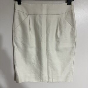 J Crew‎ Women's 100% Cotton Cream Color Pencil Skirt Size 0 Career Wear Lined